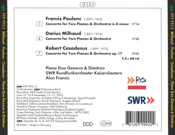 Milhaud / Poulenc / Casadesus: French Concertos For Two Pianos - slide-1