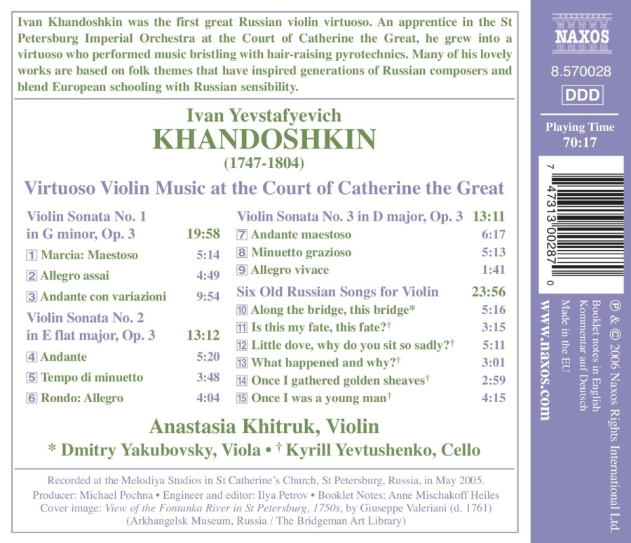 Khandoshkin : 3 Violin Sonatas, Op. 3 - slide-1