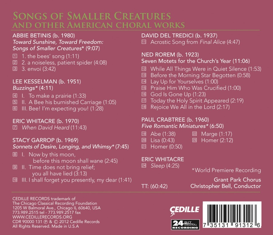 Songs of Smaller Creatures and other American choral works - slide-1
