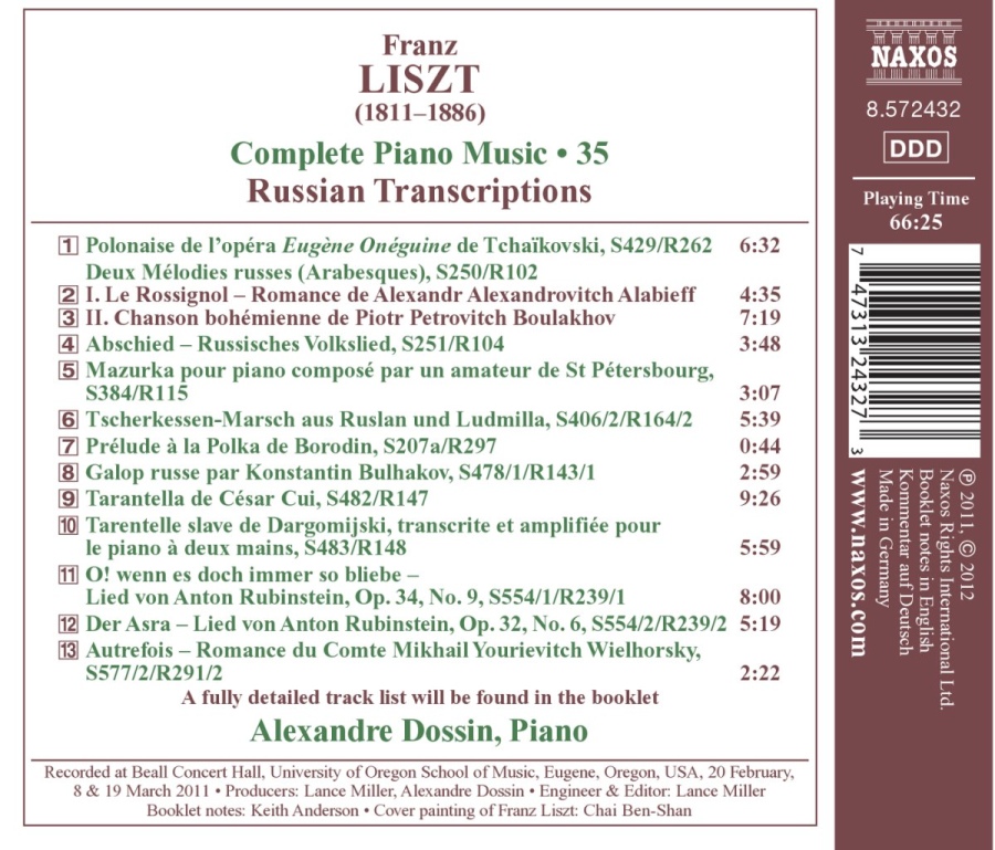 LISZT: Complete Piano Music Vol. 35 - Russian Transcriptions - slide-1