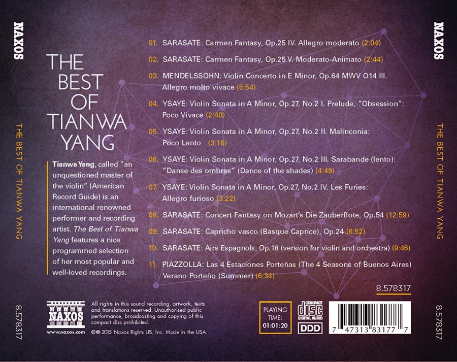 The Best of Tianwa Yang – Sarasate, Mendelssohn, Piazzolla, - slide-1
