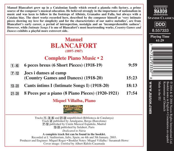 BLANCAFORT: Complete Piano Music Vol.2 - slide-1