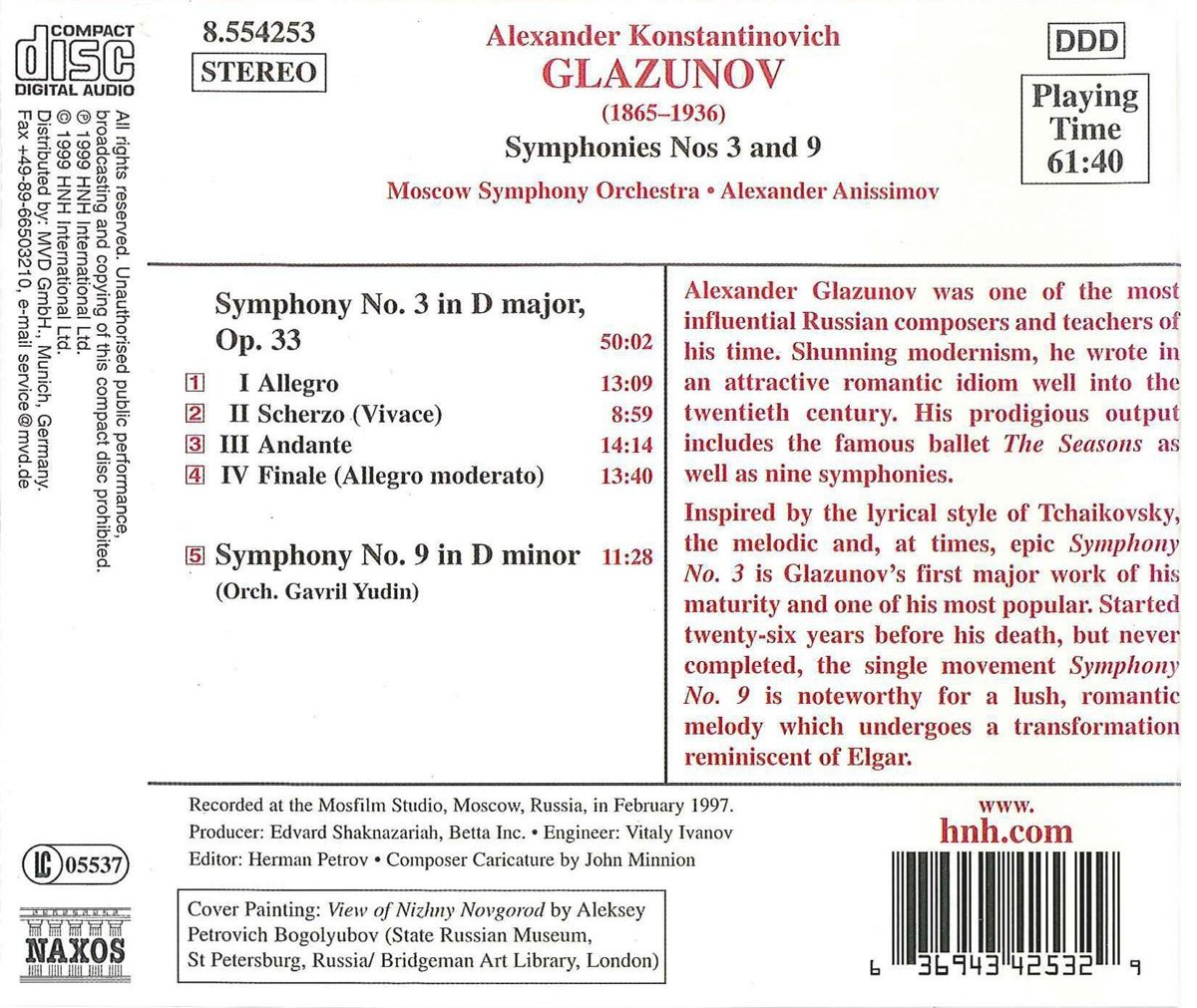 GLAZUNOV: Symphonies nos. 3 & 9 - slide-1