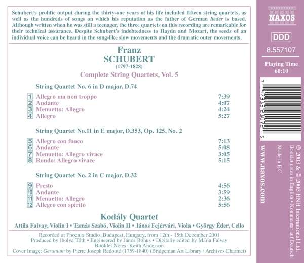 SCHUBERT: String quartets vol. 5 - slide-1