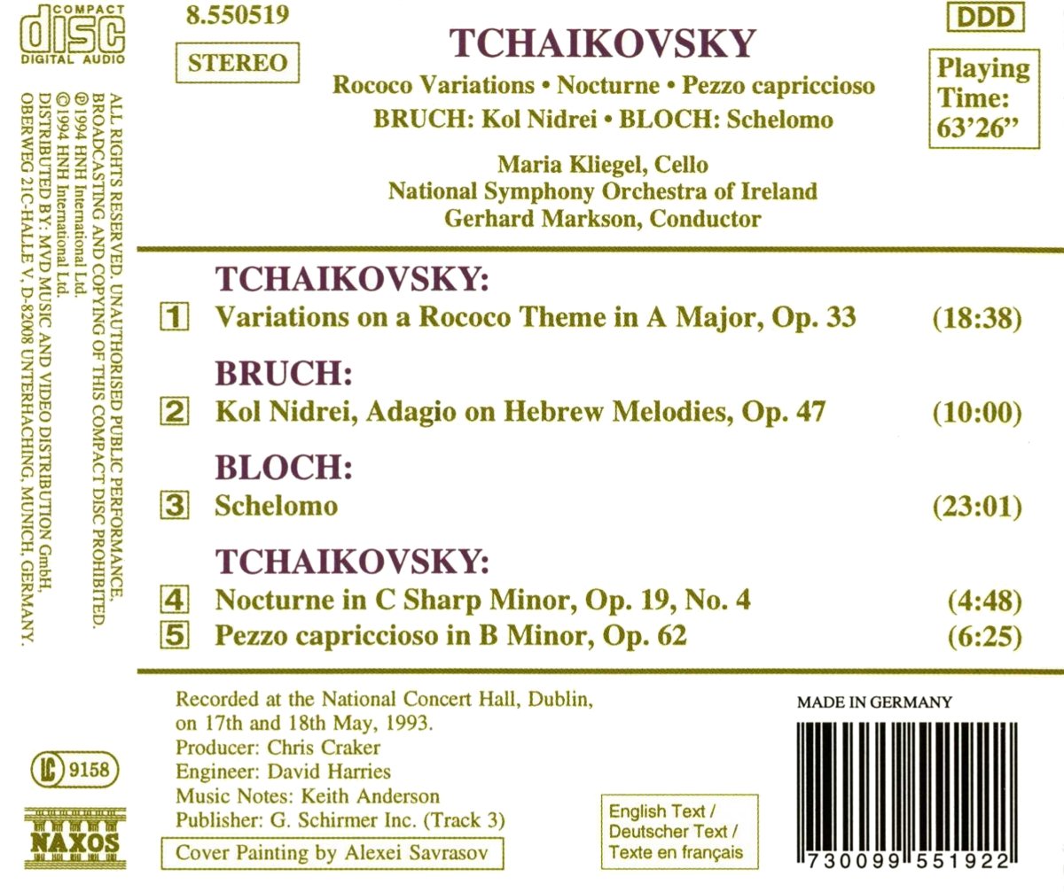 TCHAIKOVSKY: Variations on a Rococo Theme / BRUCH: Kol Nidrei / BLOCH: Schelomo - slide-1