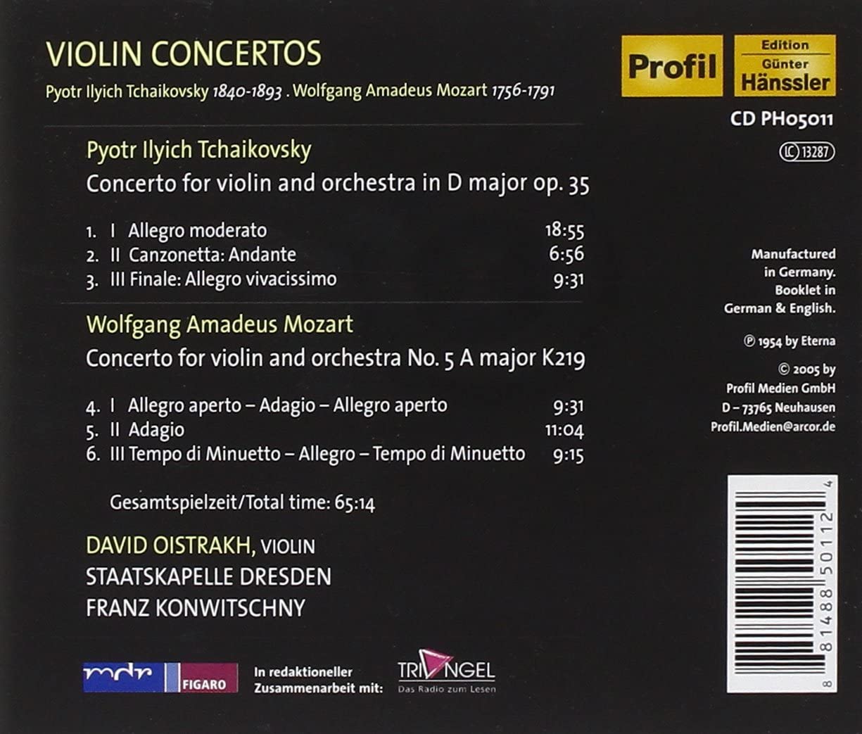 Mozart: Violin Concerto, K219 / Tchaikovsky: Violin Concerto, Op 35 - slide-1