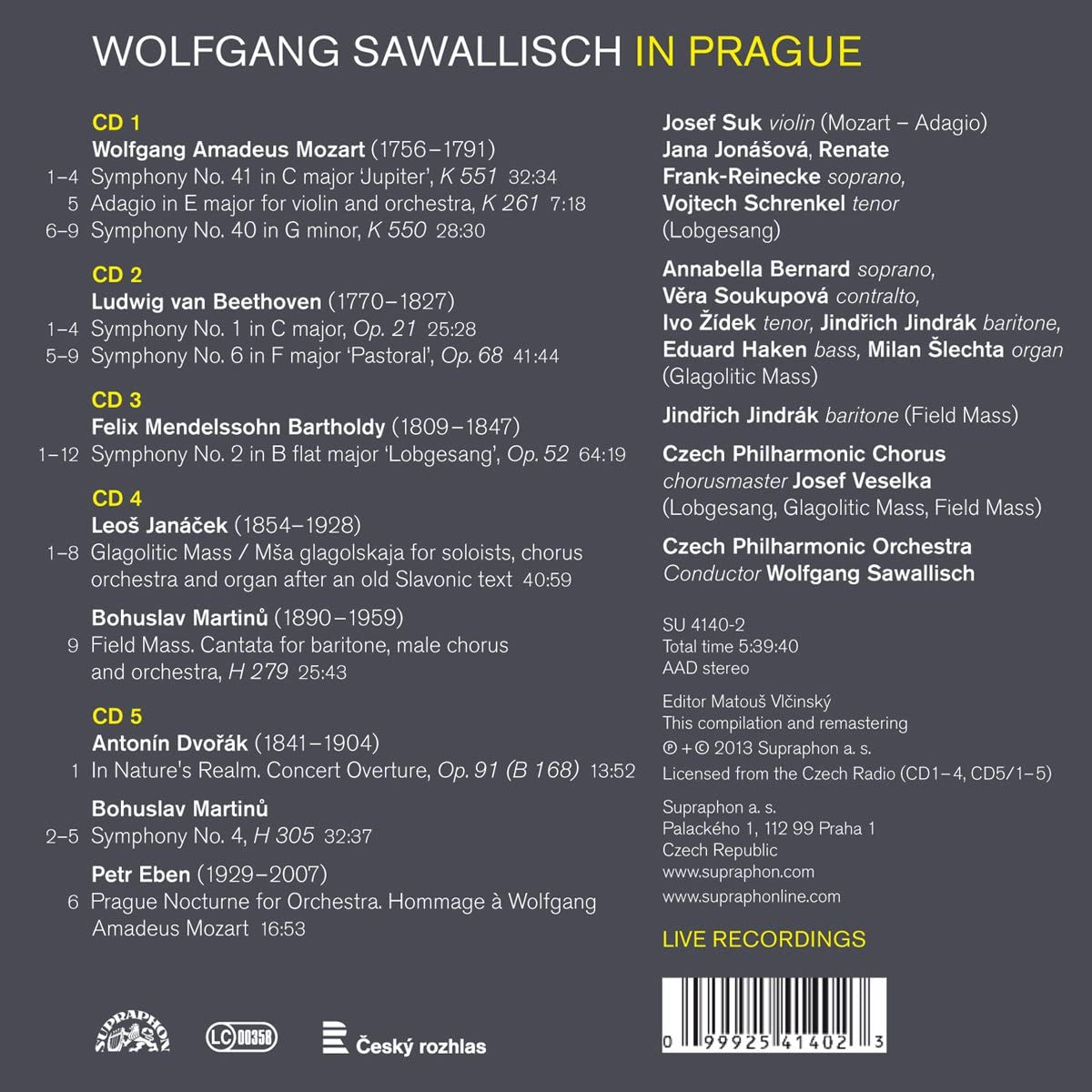 Wolfgang Sawallisch in Prague - Mozart, Beethoven, Mendelssohn, Dvořák, Janáček, Martinů - slide-1