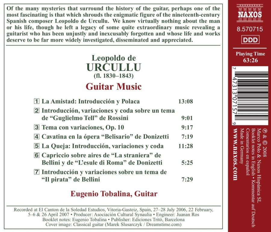 Urcullu: Guitar Music - La Amistad, Opera Variations, La Queja - slide-1