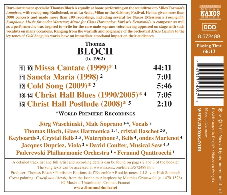 Bloch: Missa Cantate, Cold Song, Sancta Maria, Christ Hall Blues - slide-1