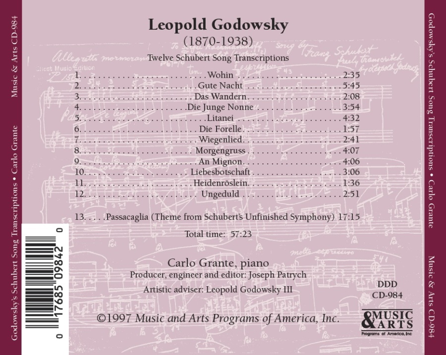Godowsky: Schubert Song Transcriptions and Passacaglia - slide-1