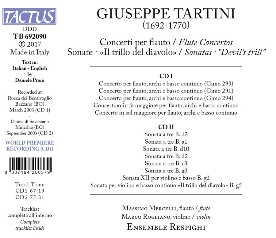 Tartini: Concerti per Flauto; Sonatas; «Il trillo del diavolo» - slide-1
