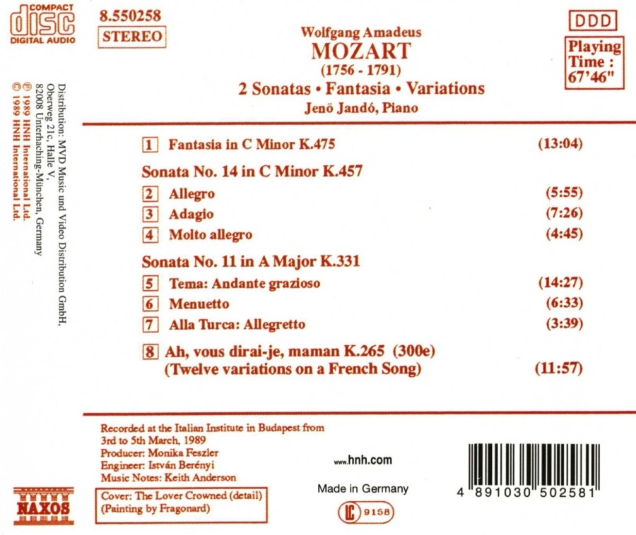 Mozart: Piano Sonatas Nos. 11 and 14, Fantasia in C Minor - slide-1