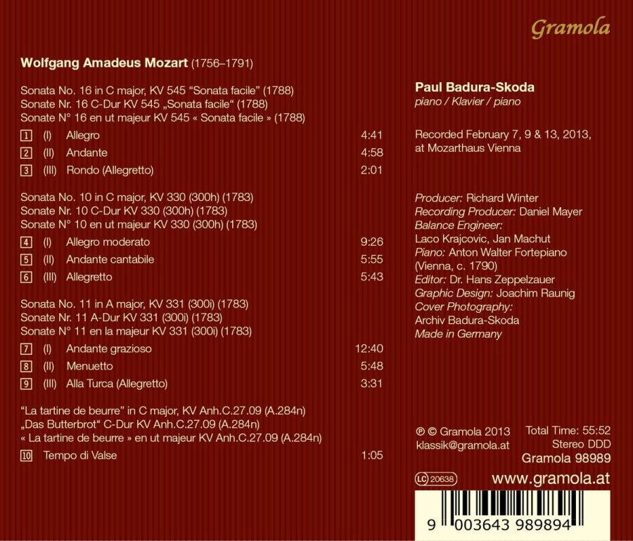 Mozart: Sonatas No. 16 KV 545, No. 10 KV 330 & No. 11 KV 331 - slide-1