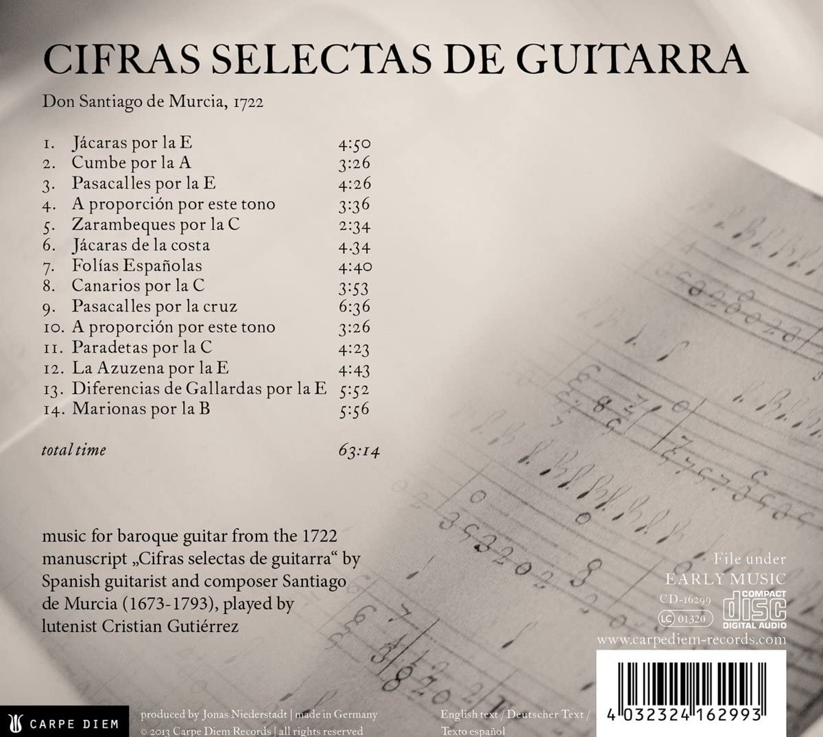 Santiago de Murcia: Cifras Selectas de Guitarra, 1722 - slide-1