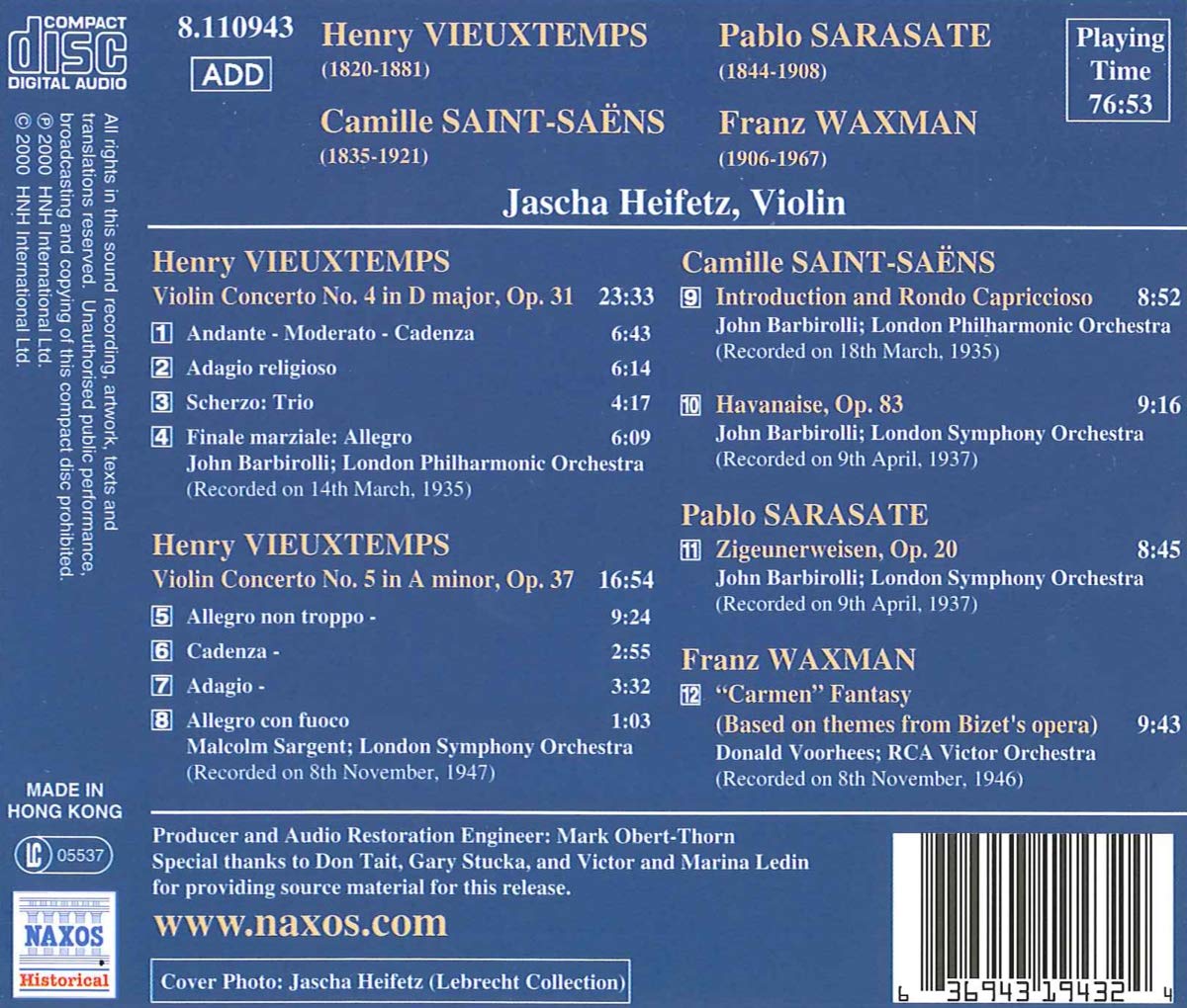Vieuxtemps: Violin Concertos Nos. 4 and 5 / Saint-Saens / Sarasate / Waxman - slide-1