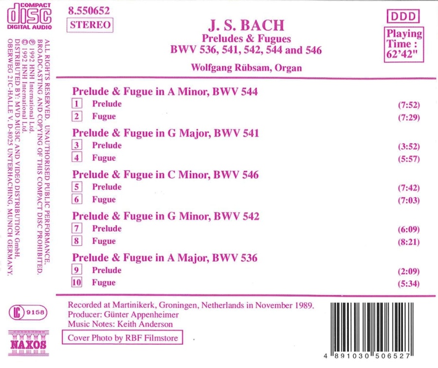 Bach: Preludes and Fugues BWV 536, 541, 542, 544, 546 - slide-1