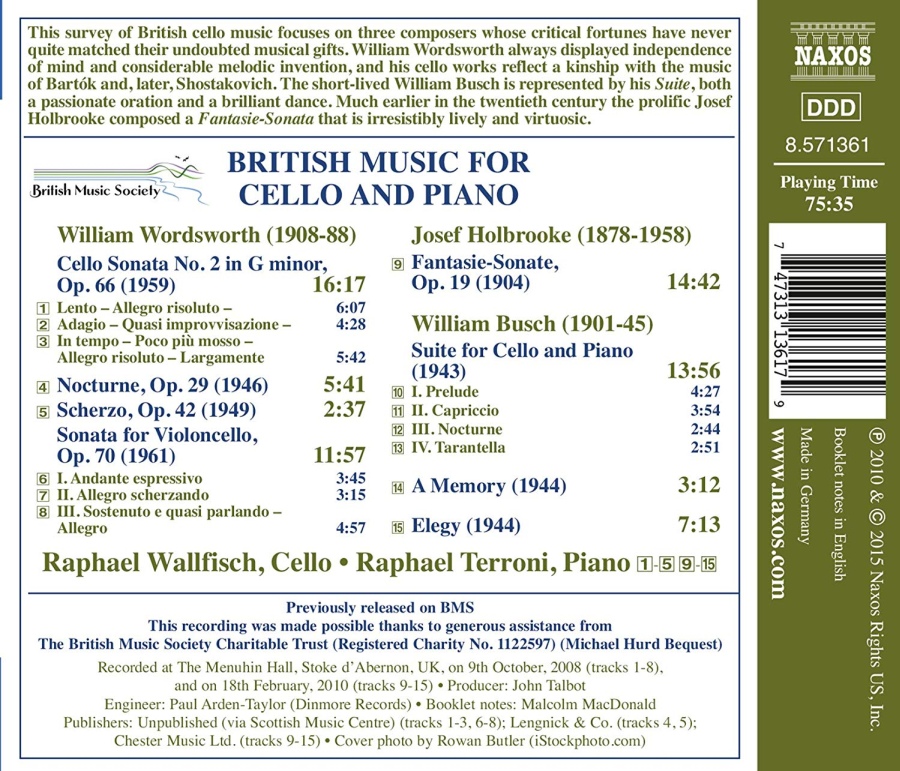 British Music for Cello and Piano - Wordsworth; Holbrooke; Busch - slide-1