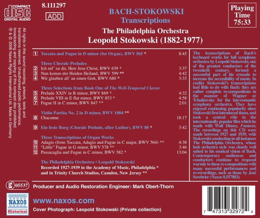 Bach: Stokowski Transcriptions, Vol. 1 (Stokowski) (1927-1939) - slide-1