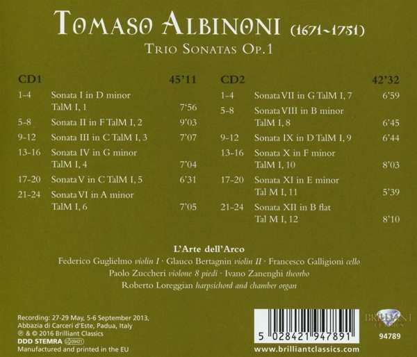 Albinoni: Trio Sonatas Op. 1 - slide-1
