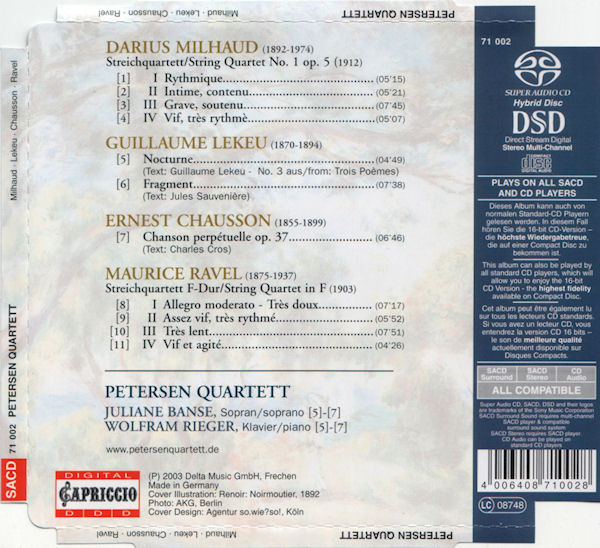 Ravel, Milhaud, Lekeu & Chausson: Songs & Chamber Music - slide-1