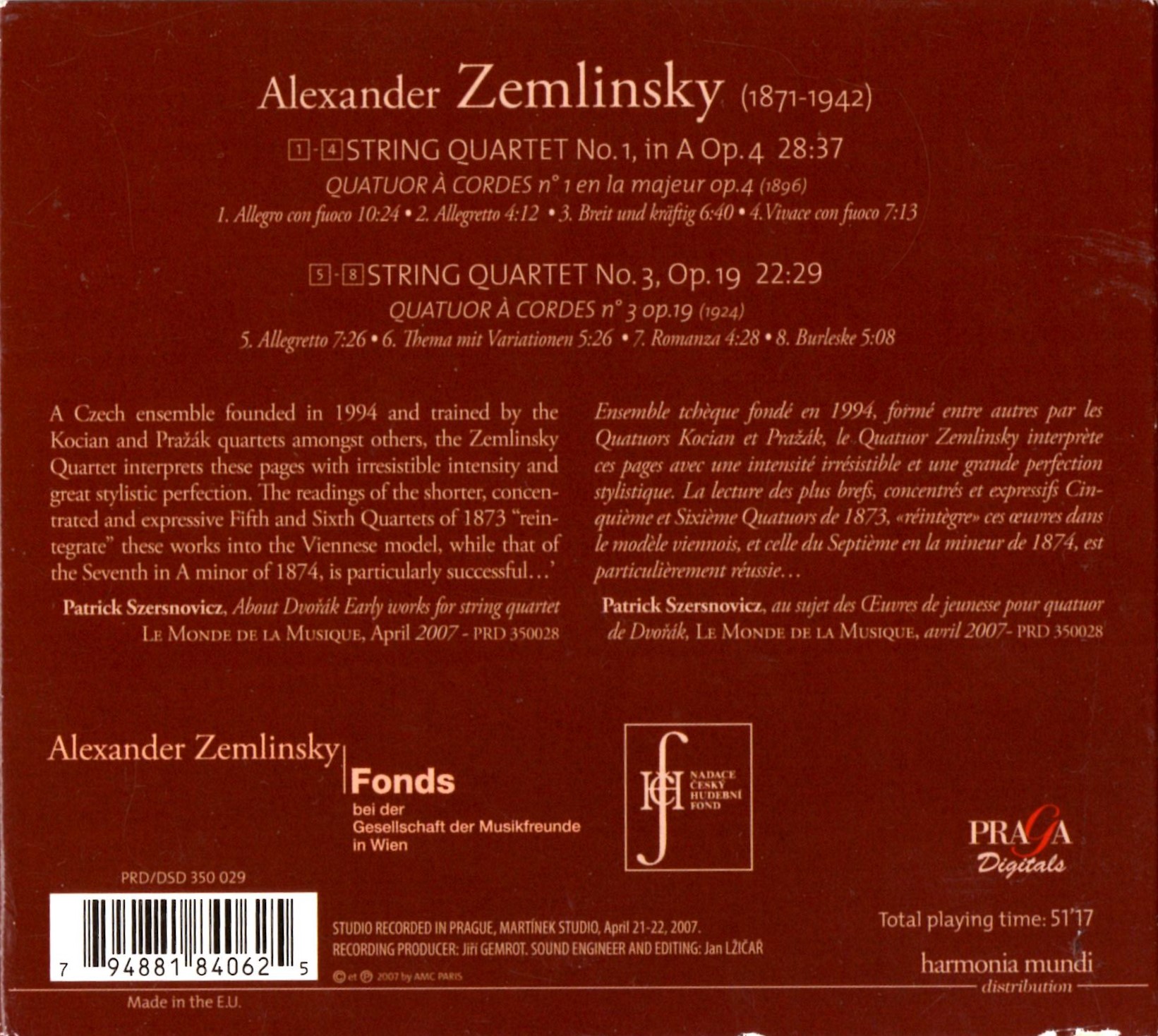 Zemlinsky: String Quartets Nos. 1 & 3 - slide-1