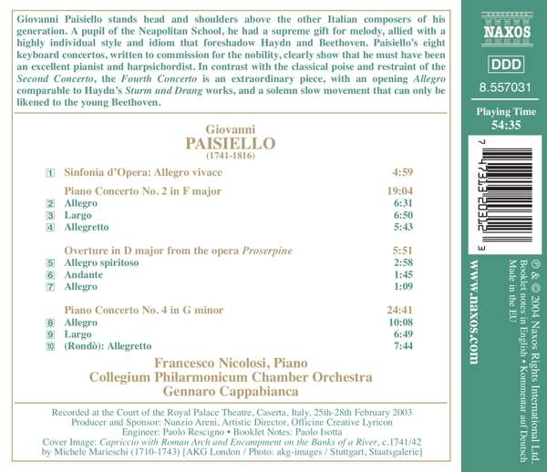 PAISIELLO: Piano Concertos Nos. 2 and 4; Proserpine Overture - slide-1