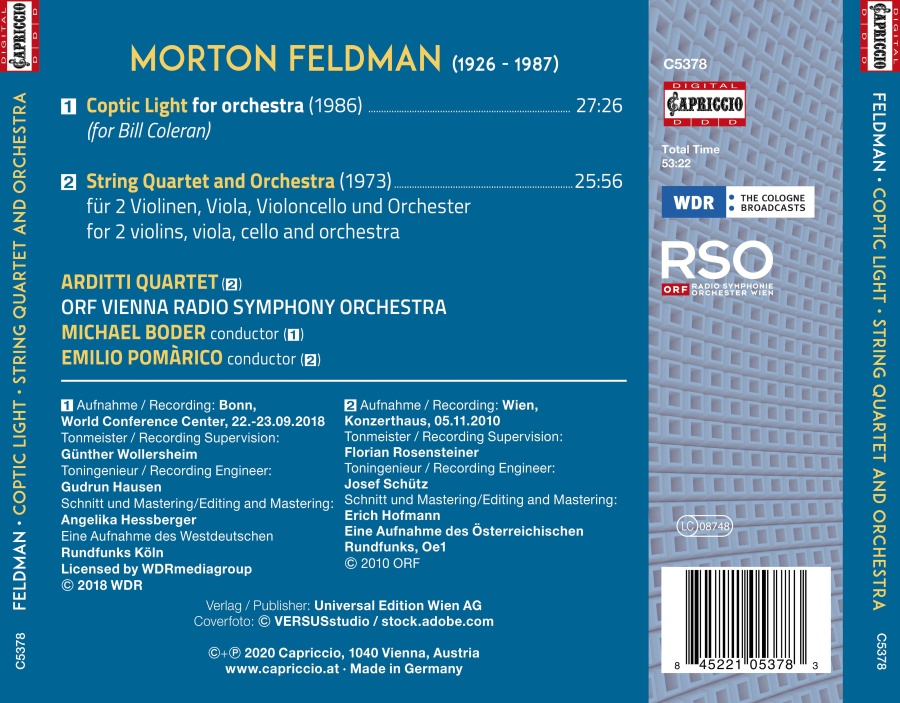 Feldman: Coptic Light; String Quartet and Orchestra - slide-1