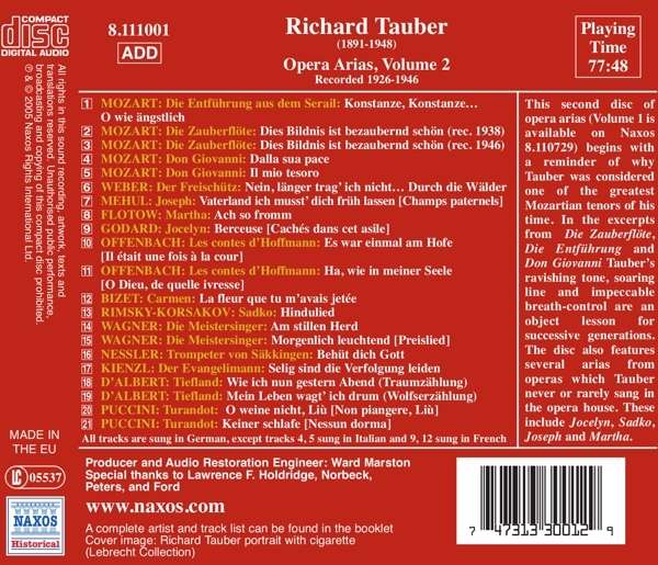 Great Singers - Tauber - Opera Arias, Vol 2 - slide-1