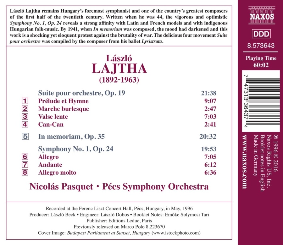 Lajtha: Orchestral Works Vol. 1 - Symphony No. 1 Suite pour orchestre - slide-1
