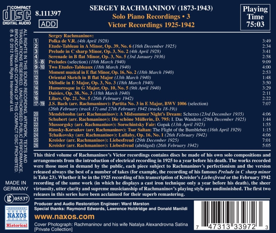 Rachmaninov: Solo Piano Recordings 3 - Preludes, Etudes-Tableaux - slide-1
