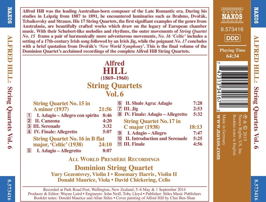 Hill: String Quartets Vol. 6 - Nos. 15, 16 & 17 - slide-1