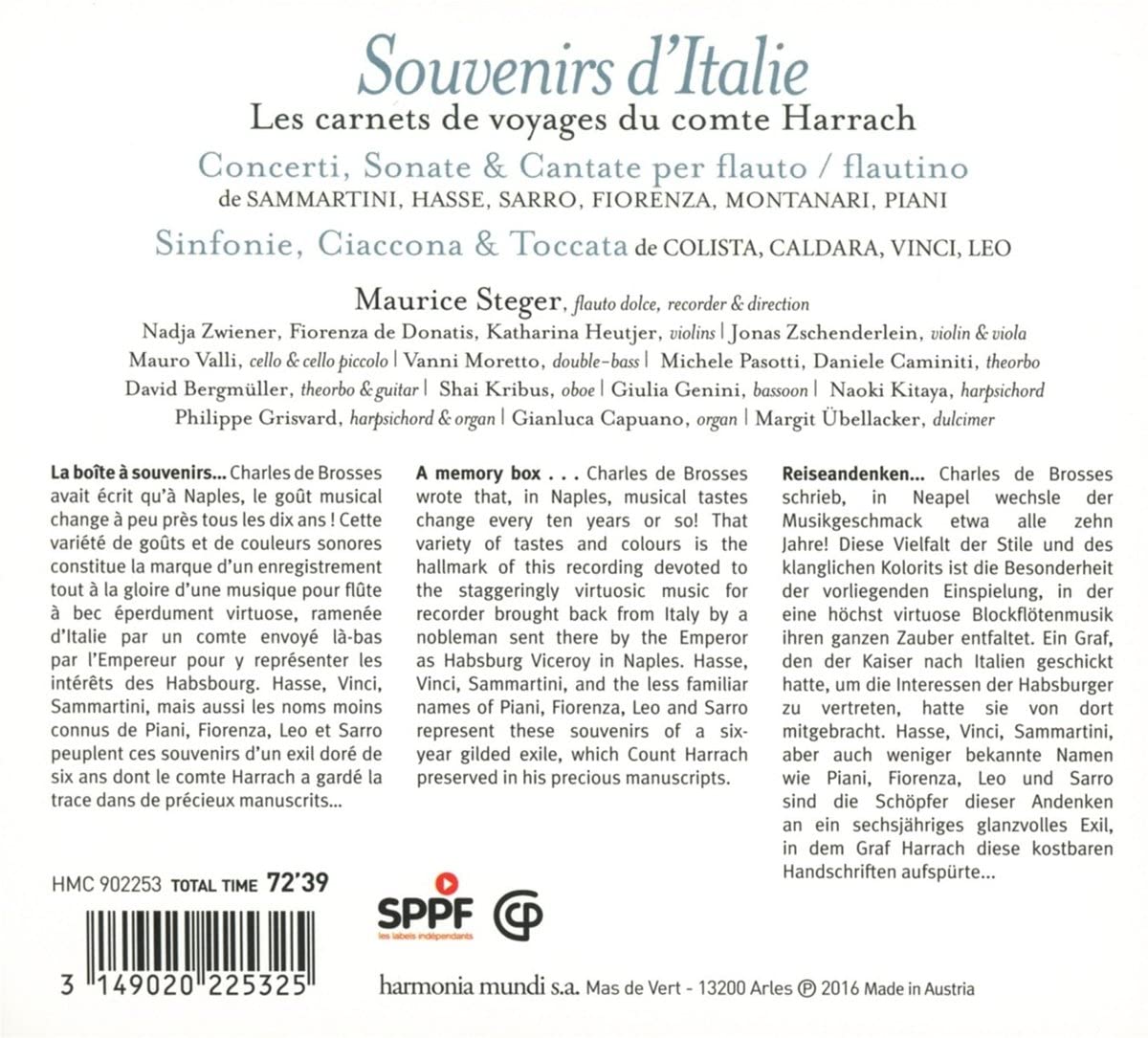 Souvenirs d'Italie - Concerti & Sonate: Sammartini, Caldara, Vinci, Hasse, Piani, Fiorenza … - slide-1