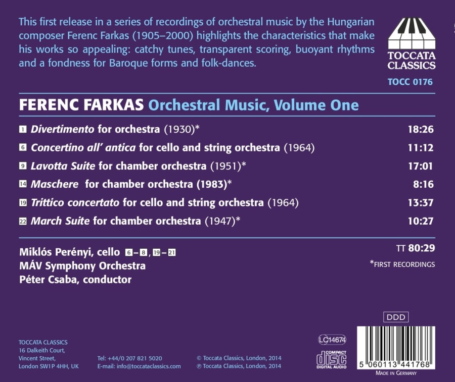 Farkas: Orchestral Music Vol. 1 - Music for Chamber Orchestra - slide-1