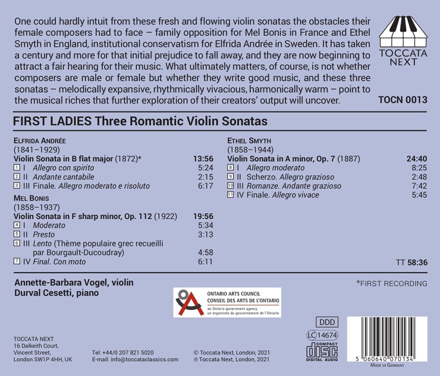 First Ladies - Three Romantic Violin Sonatas - slide-1