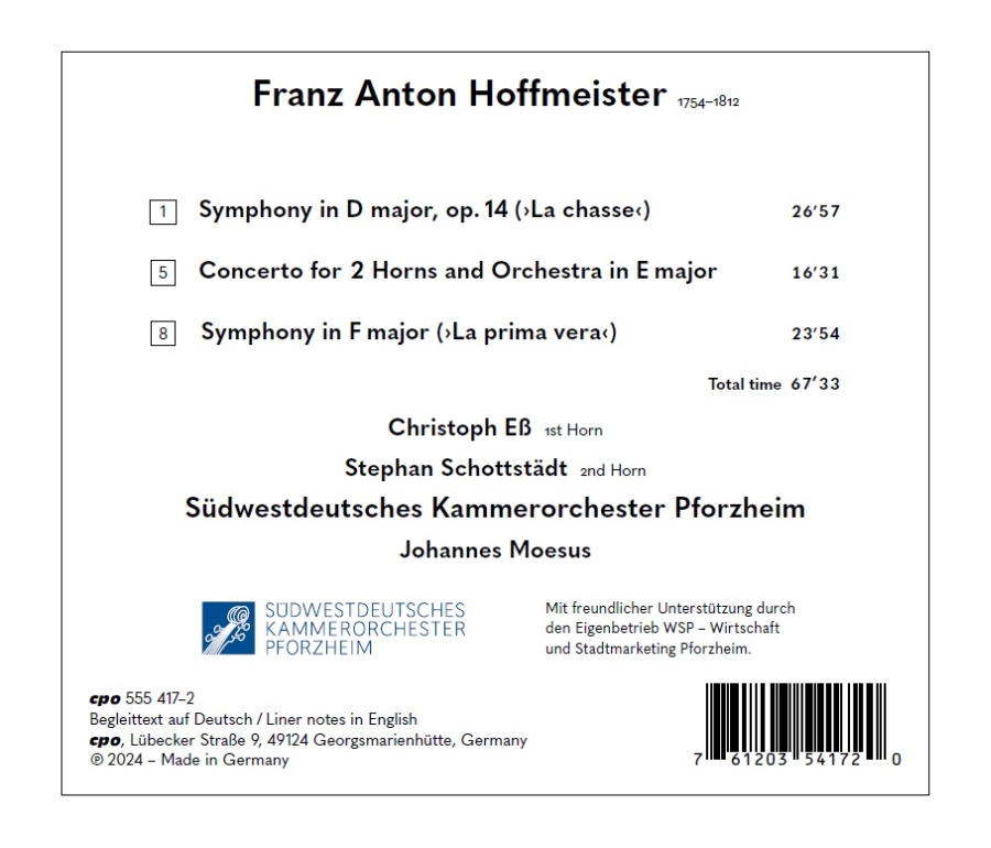 Hoffmeister: Concerto for 2 Horns; 2 Symphonies - slide-1