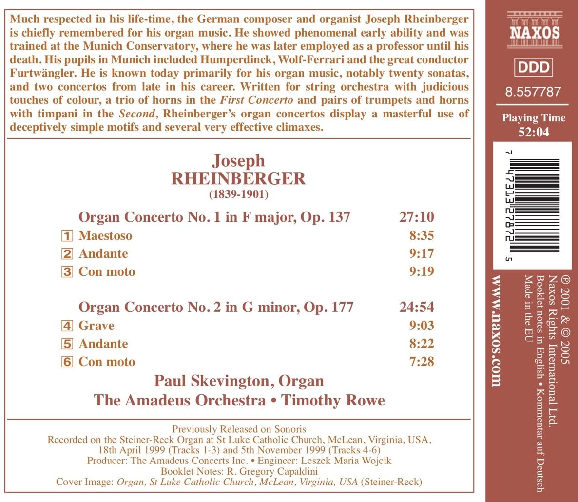 RHEINBERGER: Organ concertos 1 & 2 - slide-1