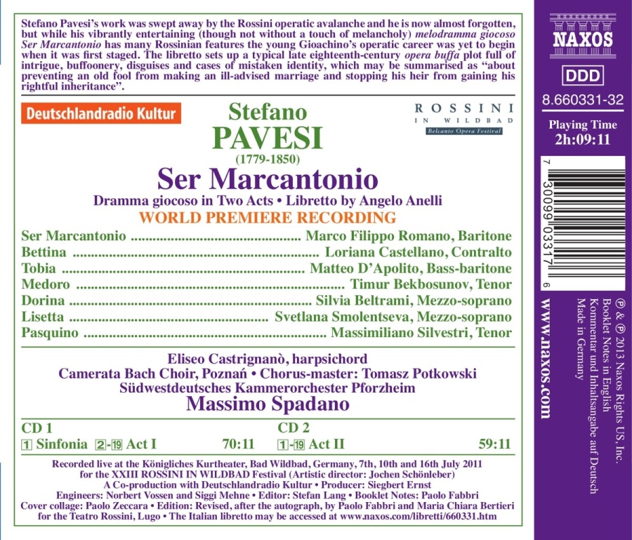 Pavesi: Ser Marcantonio, Dramma giocoso in 2 Acts - slide-1