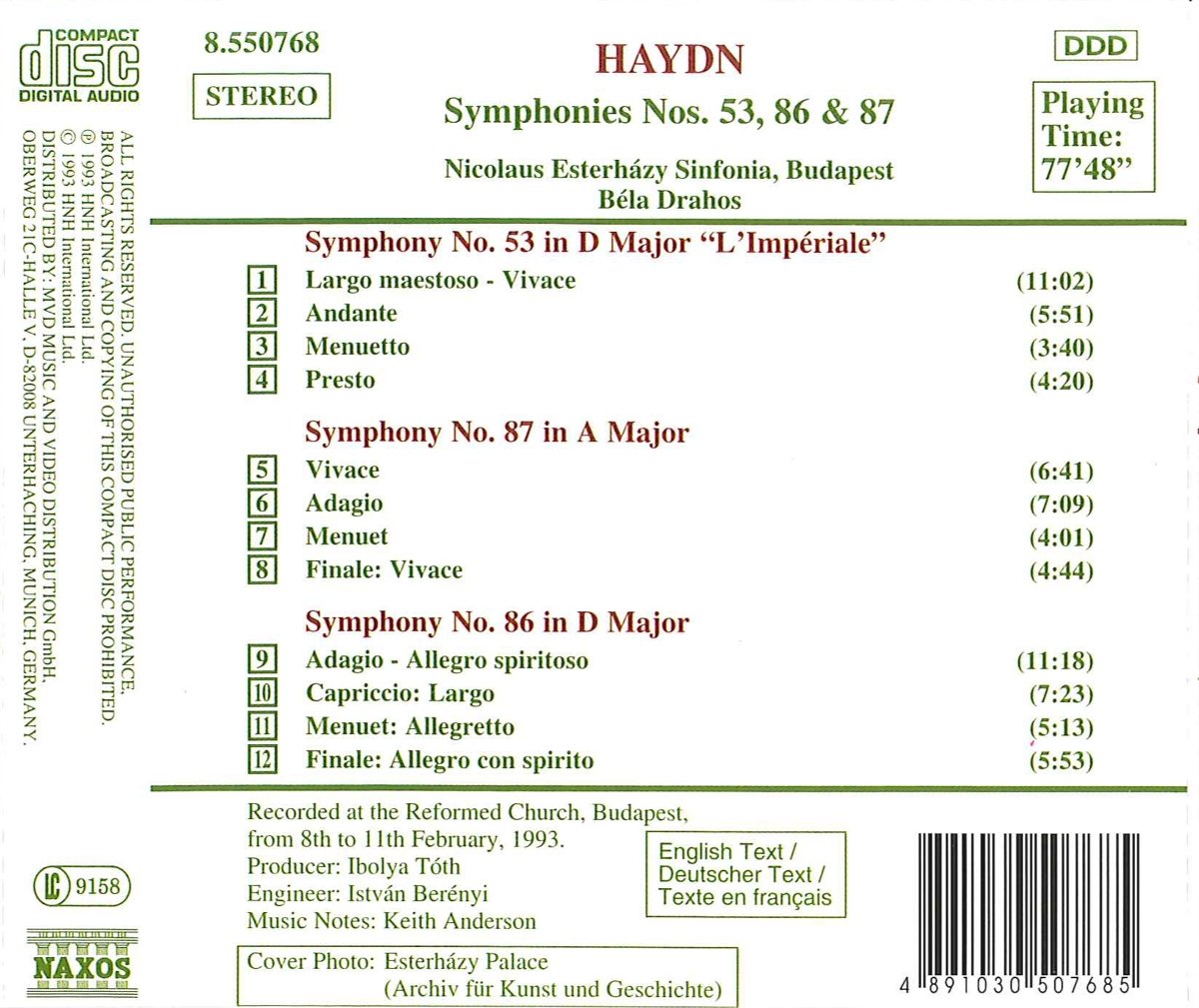 HAYDN: Symphonies 53, 87, 86 - slide-1