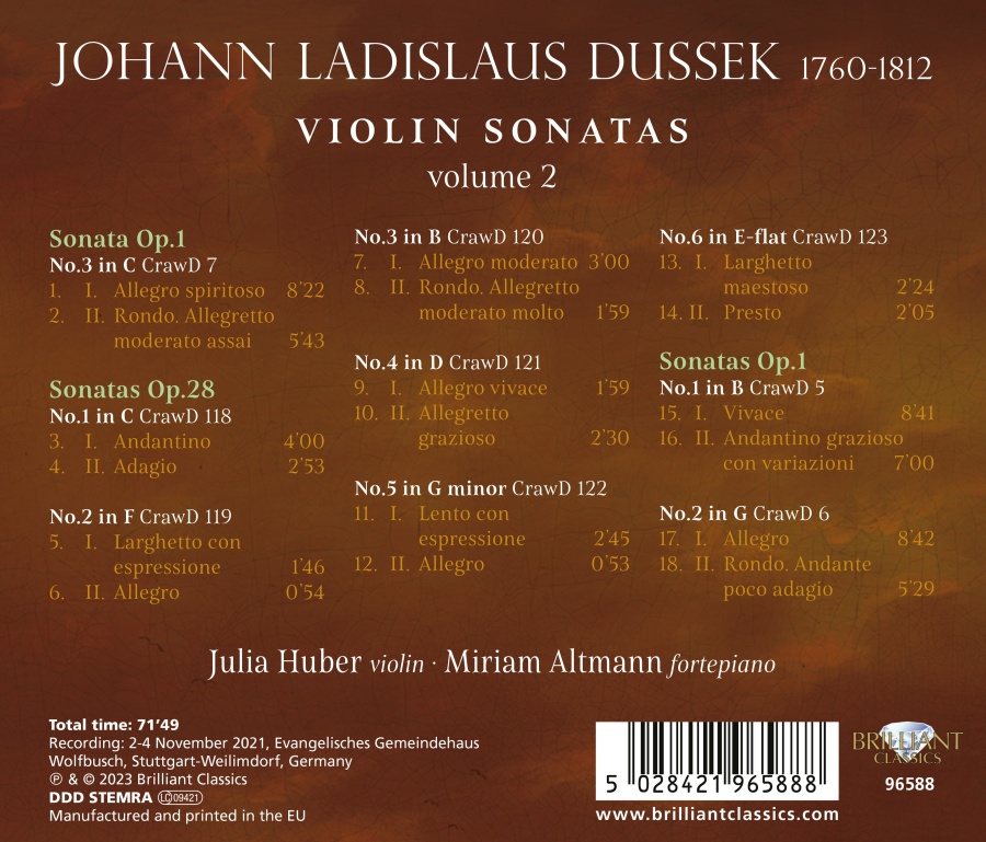 Dussek: Violin Sonatas Vol. 2 - slide-1