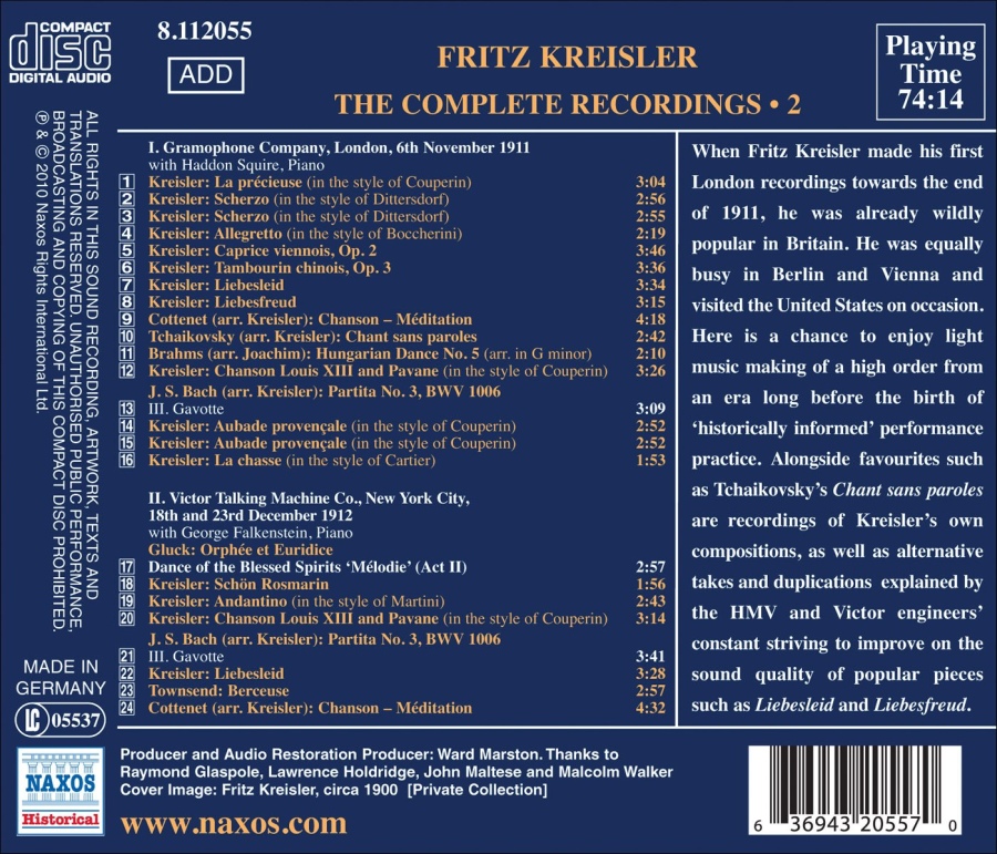 Kreisler: Complete Recordings Vol. 2 (1911-1912) - slide-1