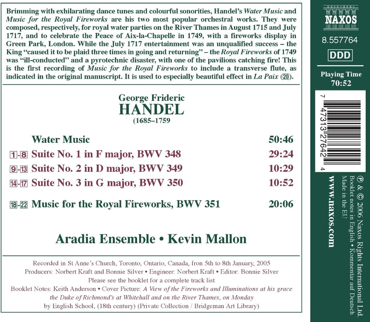Handel: Water Music, Music for the Royal Fireworks - slide-1