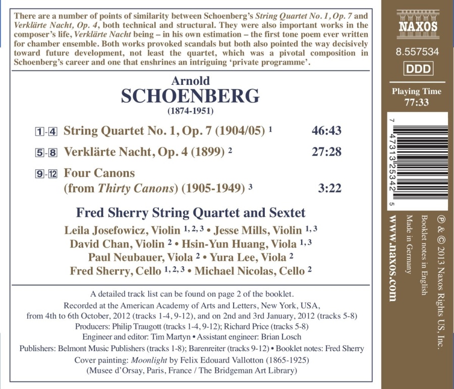 Schoenberg: Verklärte Nacht, String Quartet No. 1, Four Canons - slide-1