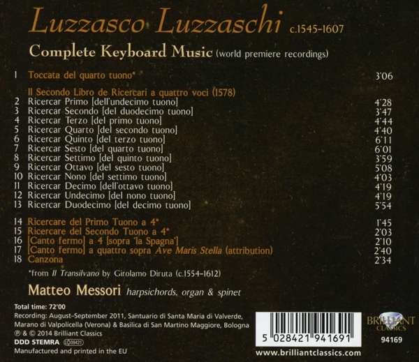 Luzzaschi: Complete Keyboard Music - slide-1