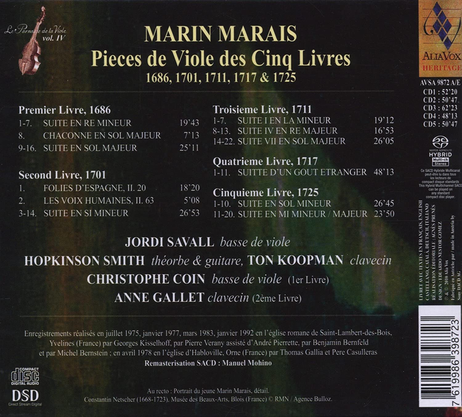 Marais: Pieces de viole des Cinq Livres 1686, 1701, 1711, 1717 & 1725 - slide-1