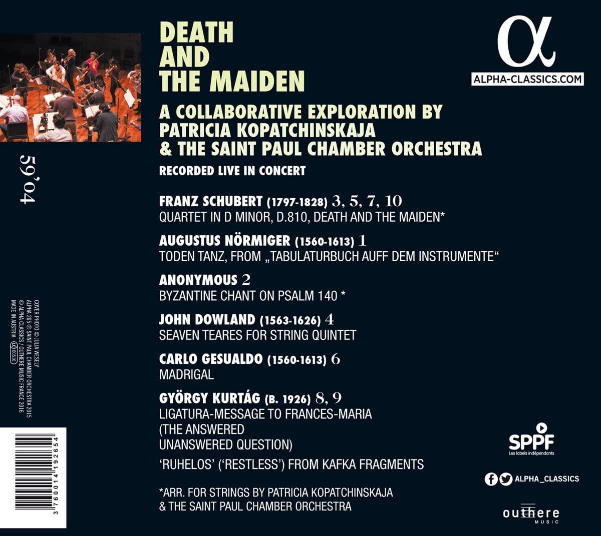 SCHUBERT: Death and the Maiden + Dowland, Gesualdo, Kurtág - slide-1