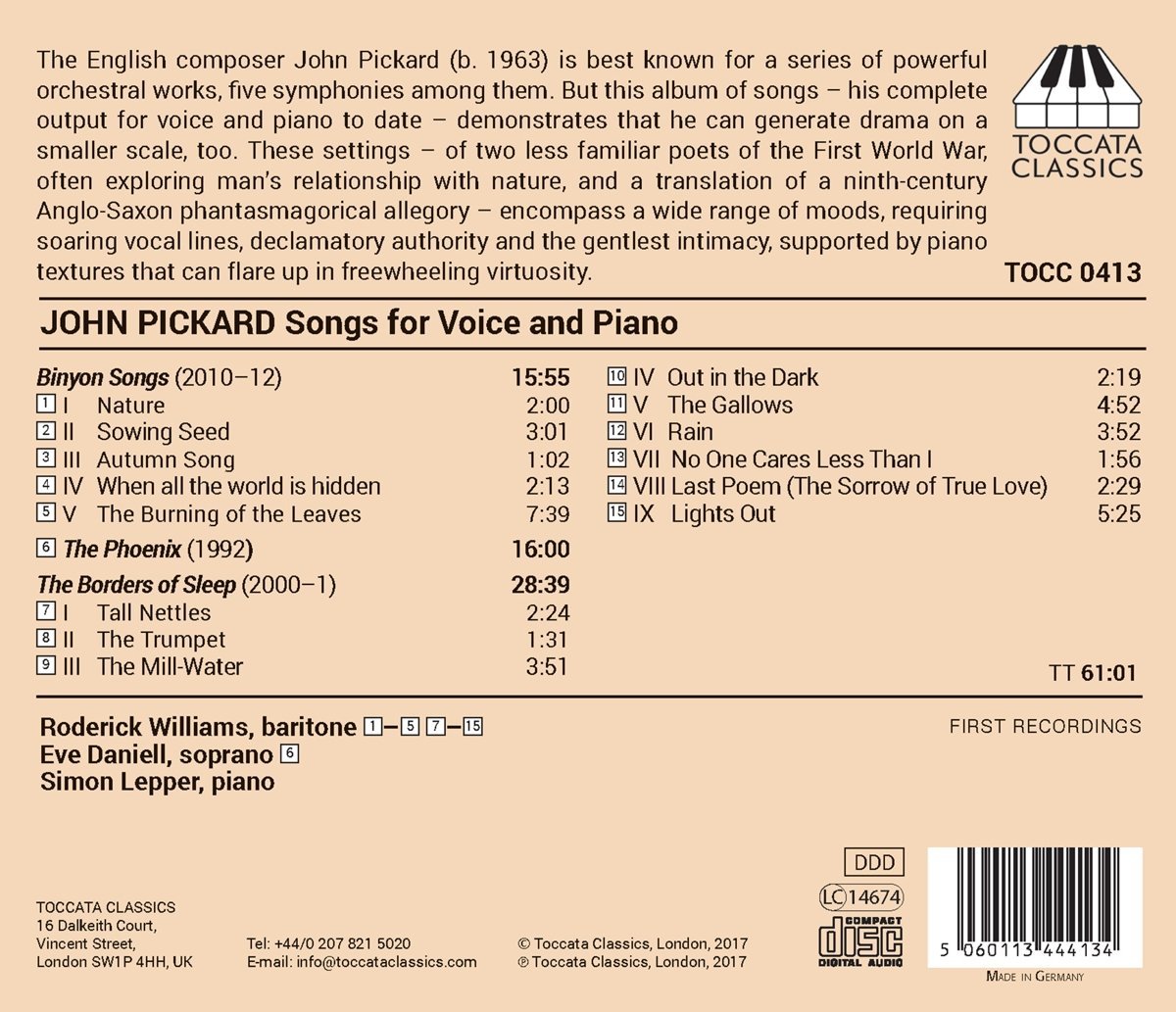 Pickard: Songs for Voice and Piano - slide-1
