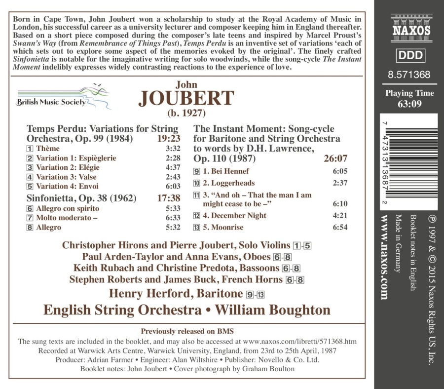 Joubert: The Instant Moment Temps Perdu Sinfonietta - slide-1