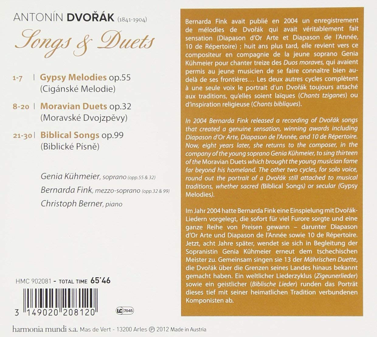 Dvorak: Zigeunerlieder, Songs & Duets - Gypsy Songs op. 55, Moravian Duets op. 32, Biblical Songs op. 99 - slide-1