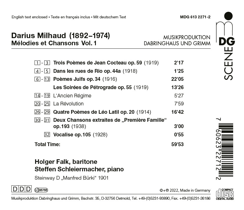 Milhaud: Mélodies et Chansons Vol. 1 - slide-1
