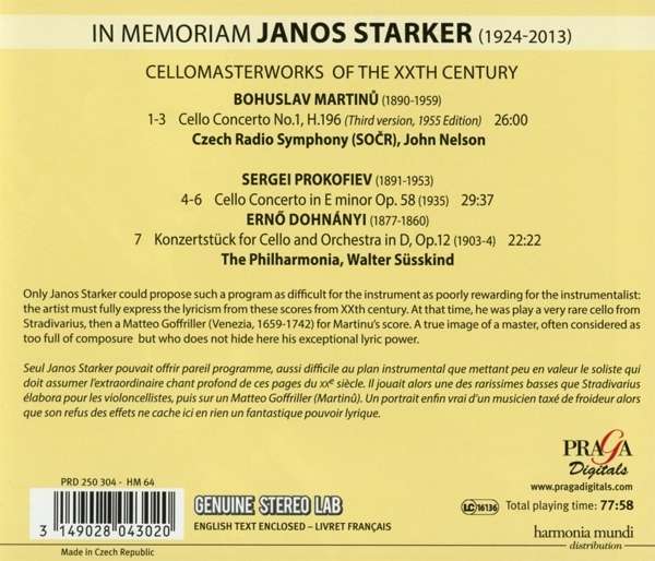 In Memoriam Janos Starker – Martinu, Prokofiev, Dohnanyi - slide-1